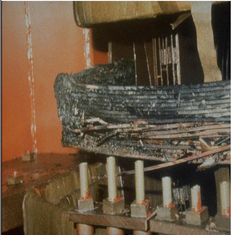 Figure 9.1: The image shows a severely damaged generator step-up transformer, with its internal insulation and windings charred and melted, likely due to the 13–14 March 1989 geomagnetic storm. The exposed core and terminal bushings exhibit extensive thermal degradation, indicating failure from induced geomagnetically driven currents. This visual evidence illustrates the vulnerability of high-voltage electrical infrastructure to space weather events. (source: reference 324)